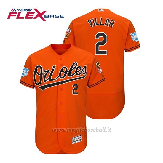 Maglia Baseball Uomo Baltimore Orioles Jonathan Villar Flex Base Entrenamiento De Primavera 2019 Arancione